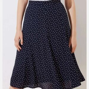 LOFT Navy Polka Dot Circle Skirt
